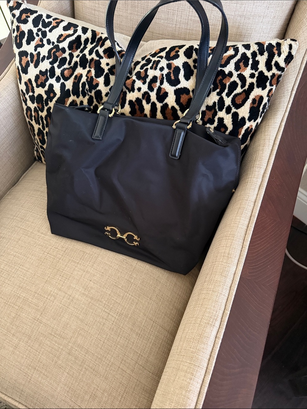 C. Wonder Black Tote with Gold Hardware
